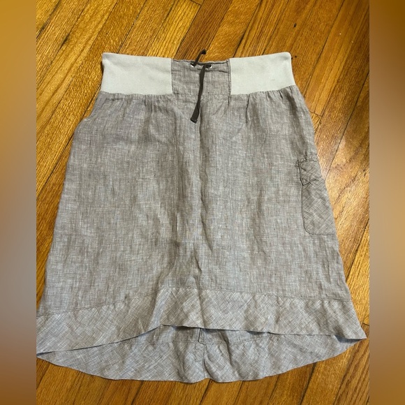 Horny Toad 100% Linen size S pull on High Low Skirt 1 cargo pocket gray - Picture 1 of 9